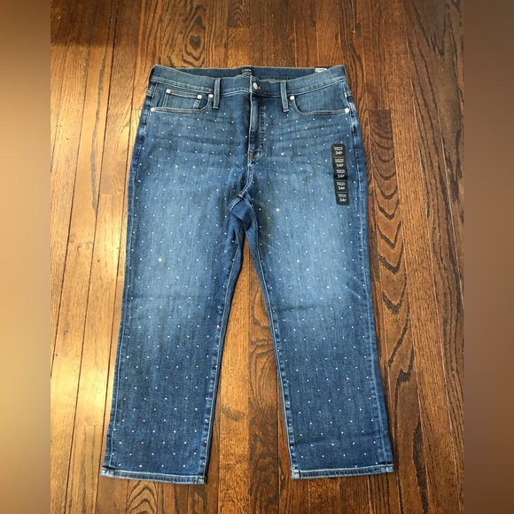 J. Crew Women’s 34P Petite Rhinestone Essential Straight Signature Stretch Jeans - Picture 6 of 15